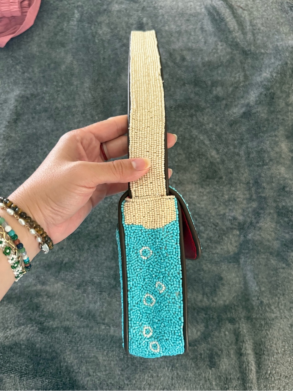 LIKE NEW STAUD Tommy Beaded Bag, Great White Shark - Picture 7 of 10